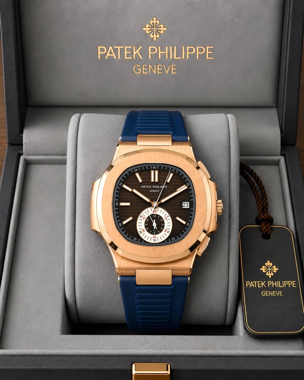44f358b6-abd8-428d-94c8-385ad2052ea2 Patek Philippe Nautilus Rose Gold Blue - Image 1