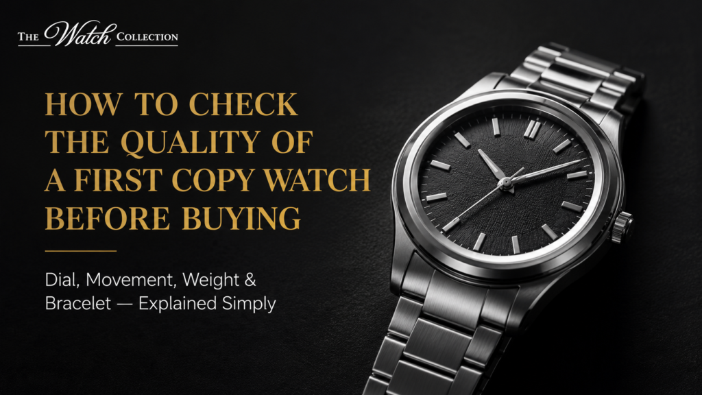 How to check the quality of a first copy watch before buying — dial, movement, weight and bracelet guide