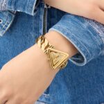 Guess Fame Gold Tone Triangle Dial