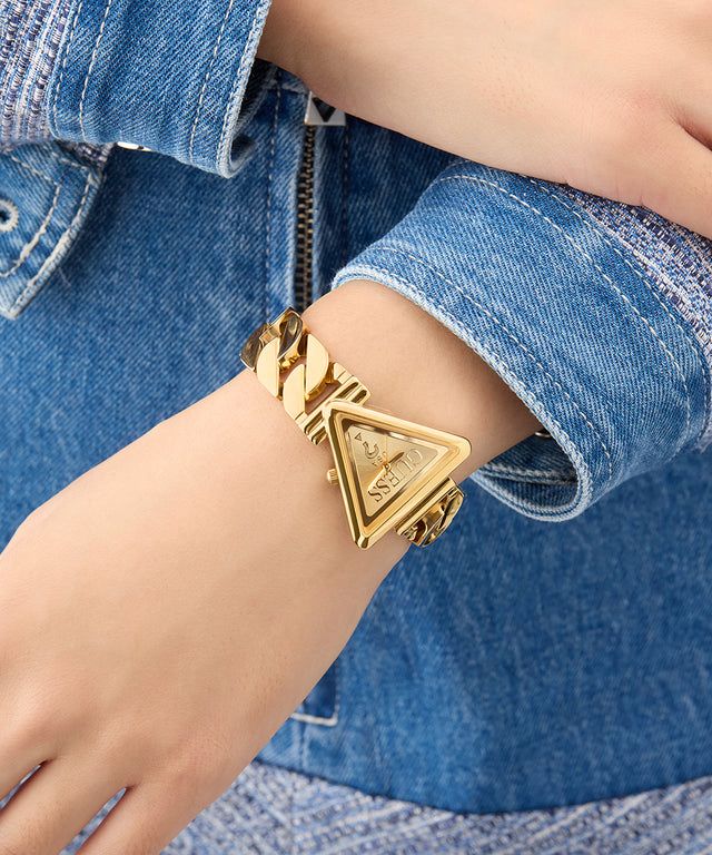 WhatsApp Image 2026-06-05 at 3.46.39 PM (2) Guess Fame Gold Tone Triangle Dial - Image 1