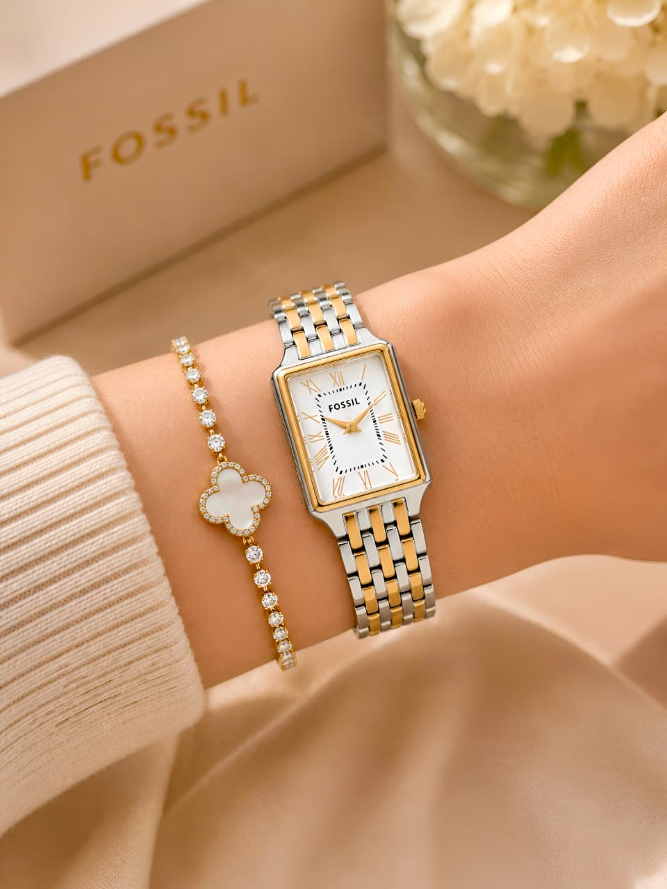 WhatsApp Image 2026-06-07 at 8.24.03 PM Fossil Raquel White Rectangular Dial - Image 1