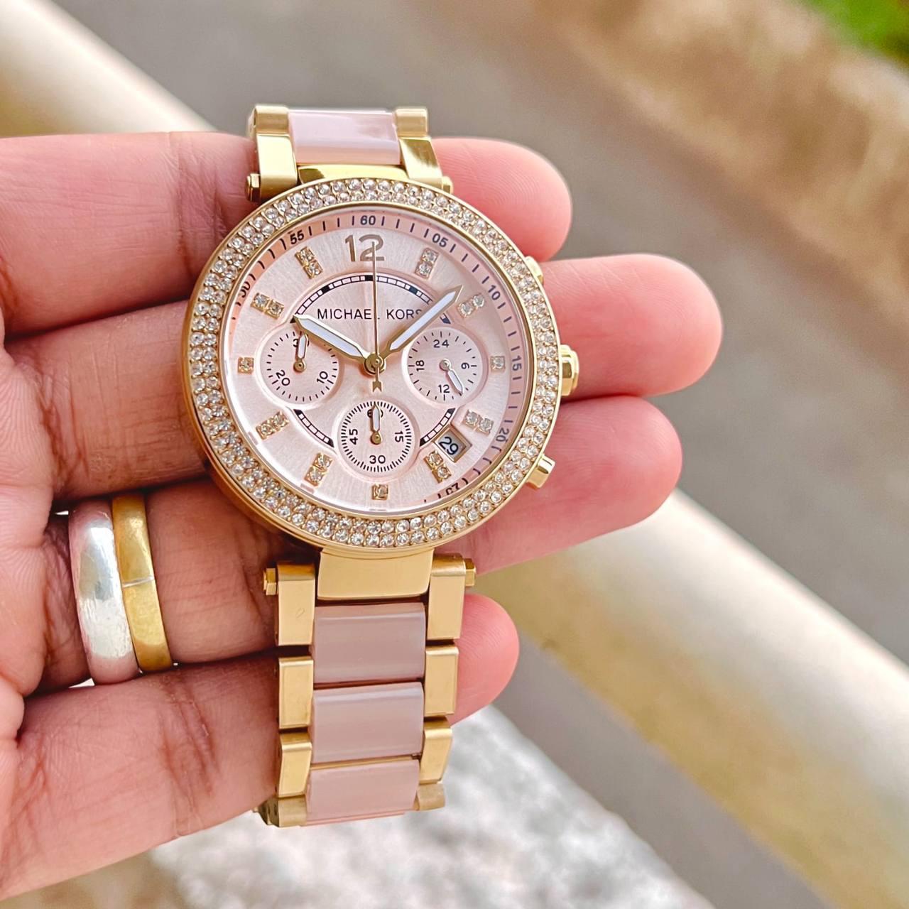WhatsApp Image 2026-06-10 at 5.07.39 PM Michael Kors Pink Ceramic Rose Gold Chronograph - Image 1