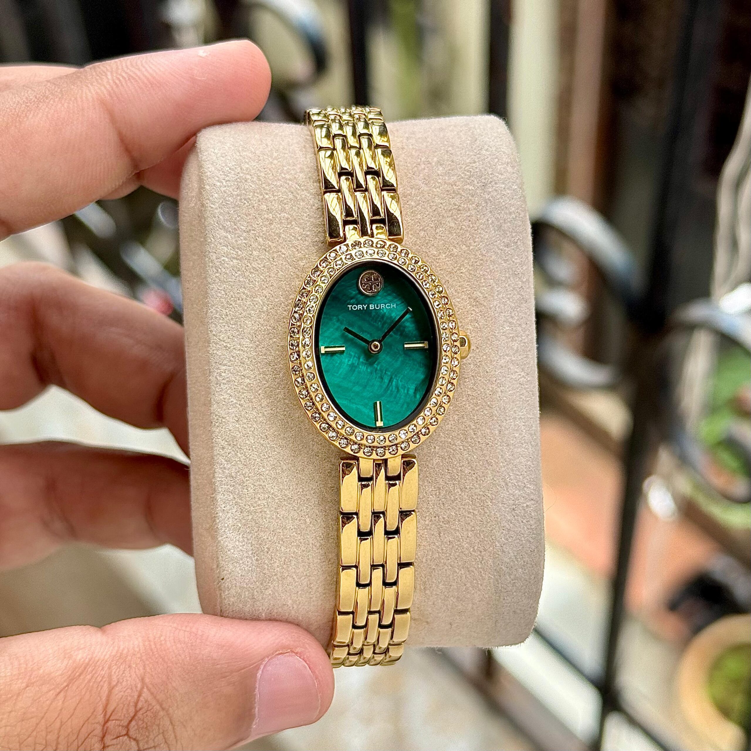 WhatsApp Image 2026-06-10 at 5.13.35 PM Tory Burch Oval Gold Green - Image 1