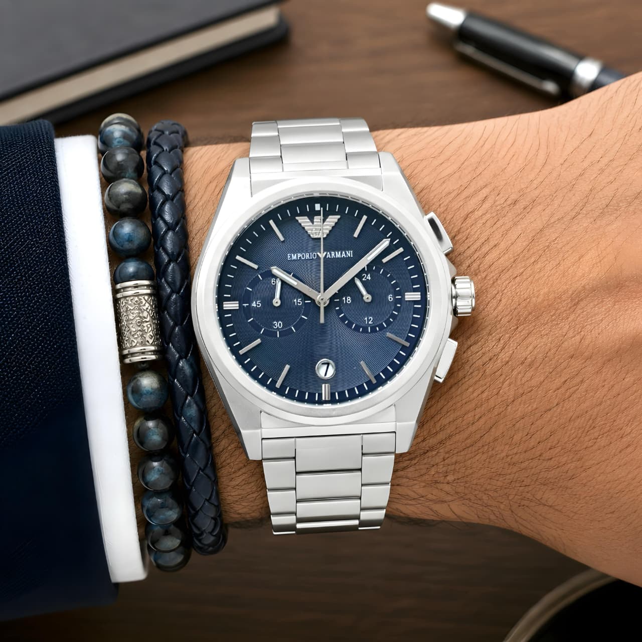 WhatsApp Image 2026-06-15 at 9.50.46 PM (1) Emporio Armani Blue Sunray Dial - Image 1