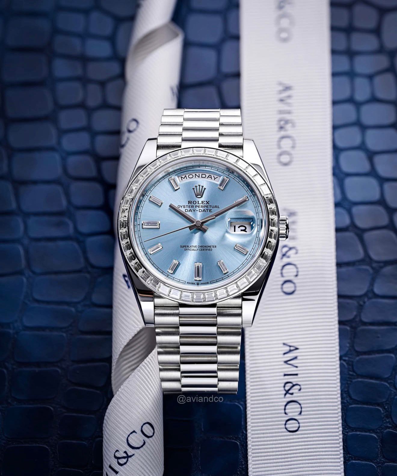 WhatsApp Image 2026-06-28 at 12.06.17 PM Rolex Day-Date Platinum Diamond Blue Dial - Image 1