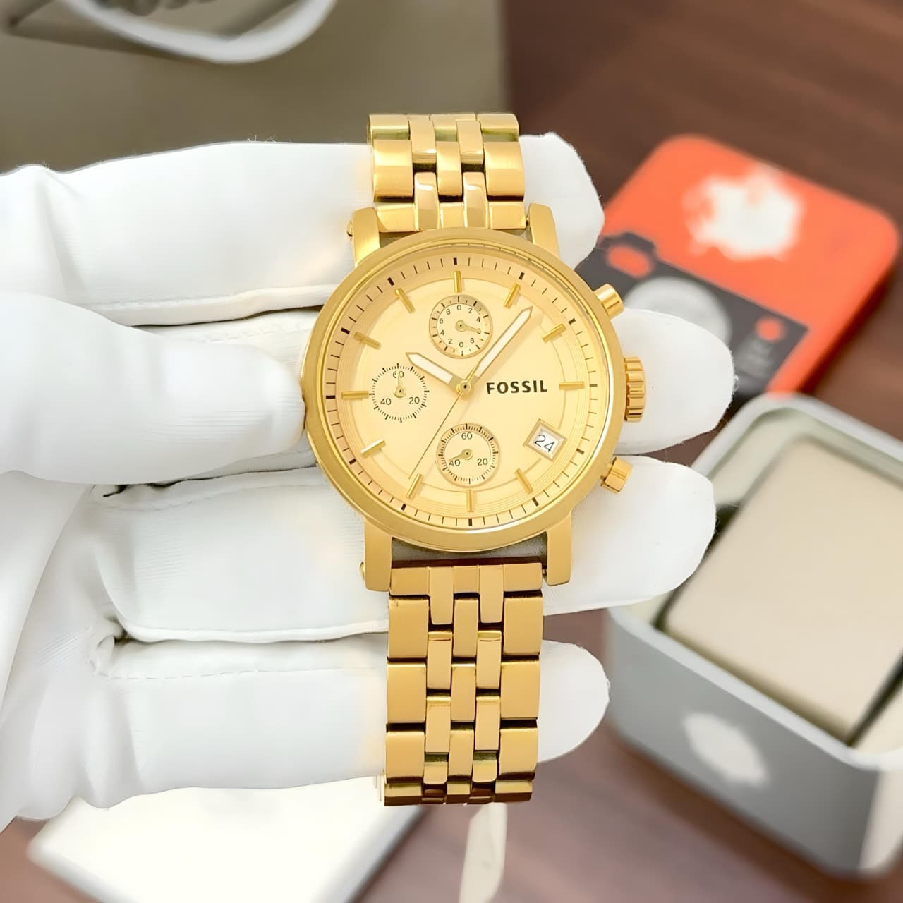 WhatsApp Image 2026-06-29 at 1.55.30 PM Fossil Boyfriend Chronograph Gold Edition - Image 1