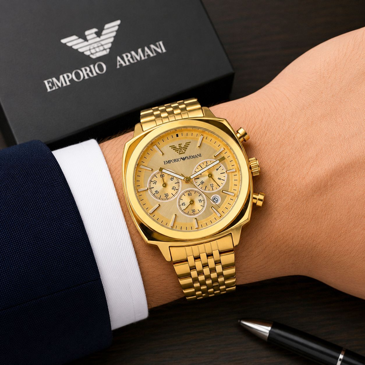 WhatsApp Image 2026-06-29 at 2.26.10 PM Emporio Armani Steel Classics Golden Dial - Image 1
