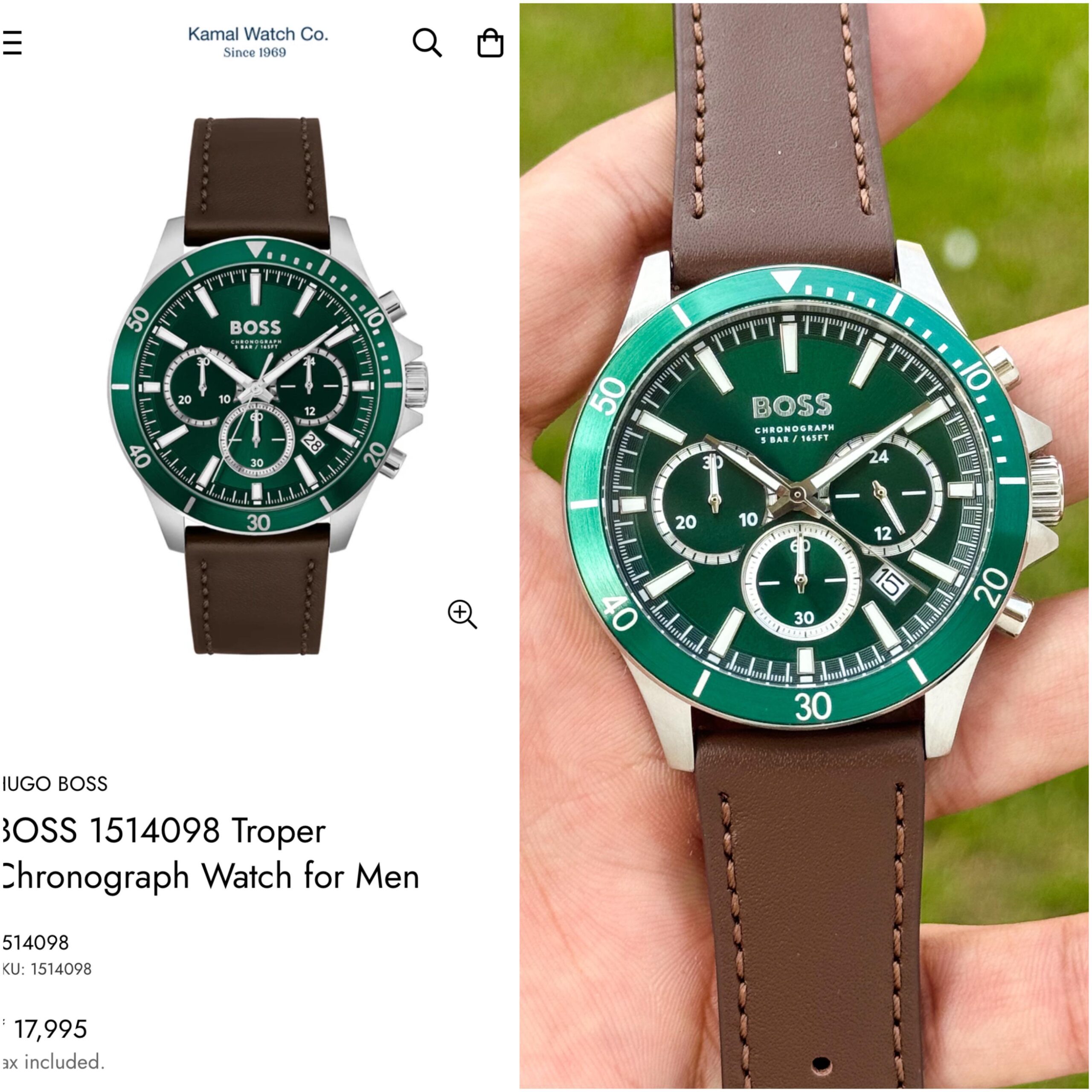 WhatsApp Image 2026-07-01 at 5.29.40 PM (1) Hugo Boss Green Dial Chronograph - Image 1