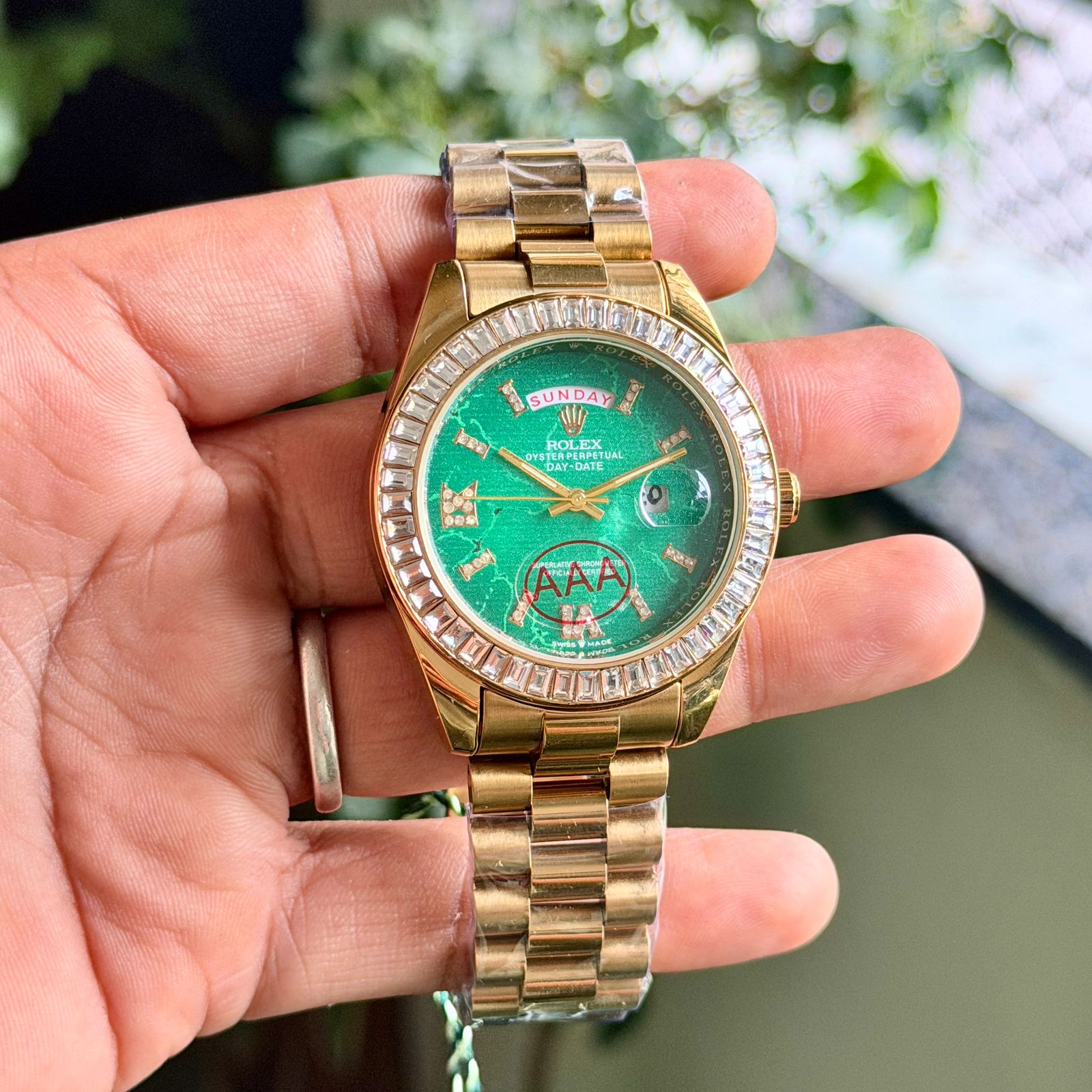 WhatsApp Image 2026-07-03 at 10.58.04 AM Rolex Day-Date Eisenkiesel Green Diamond Dial - Image 1