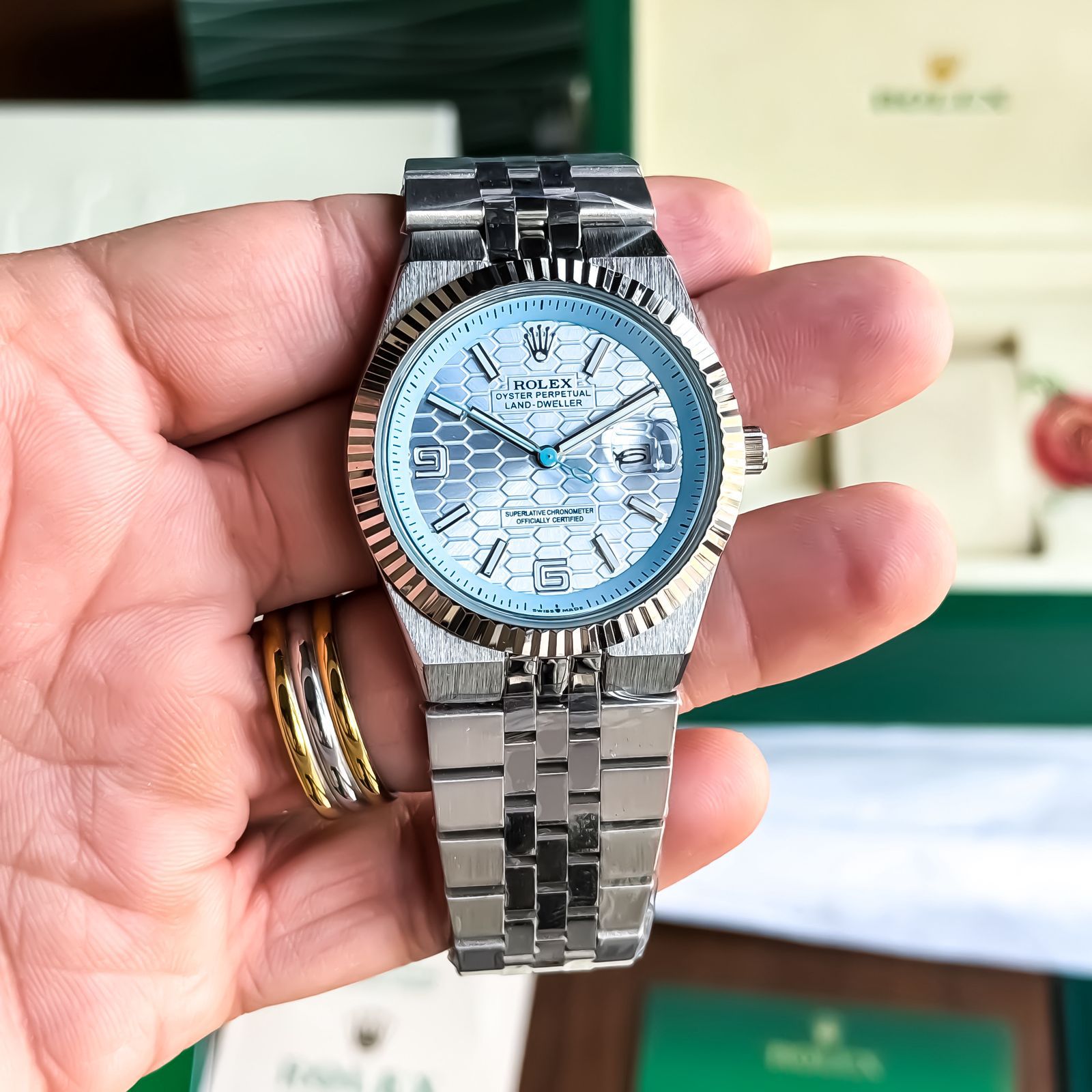 WhatsApp Image 2026-07-03 at 11.03.28 AM (1) Rolex Land Dweller Sky Blue Silver Edition - Image 1