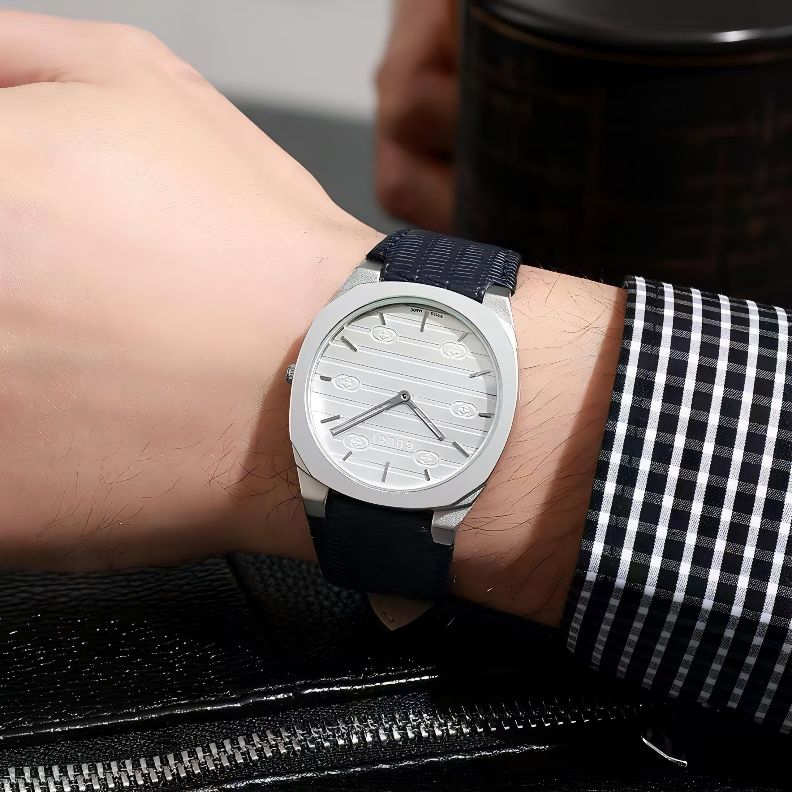 WhatsApp Image 2026-07-03 at 11.56.25 AM (1) Gucci Silver Matte Black Strap Edition - Image 1
