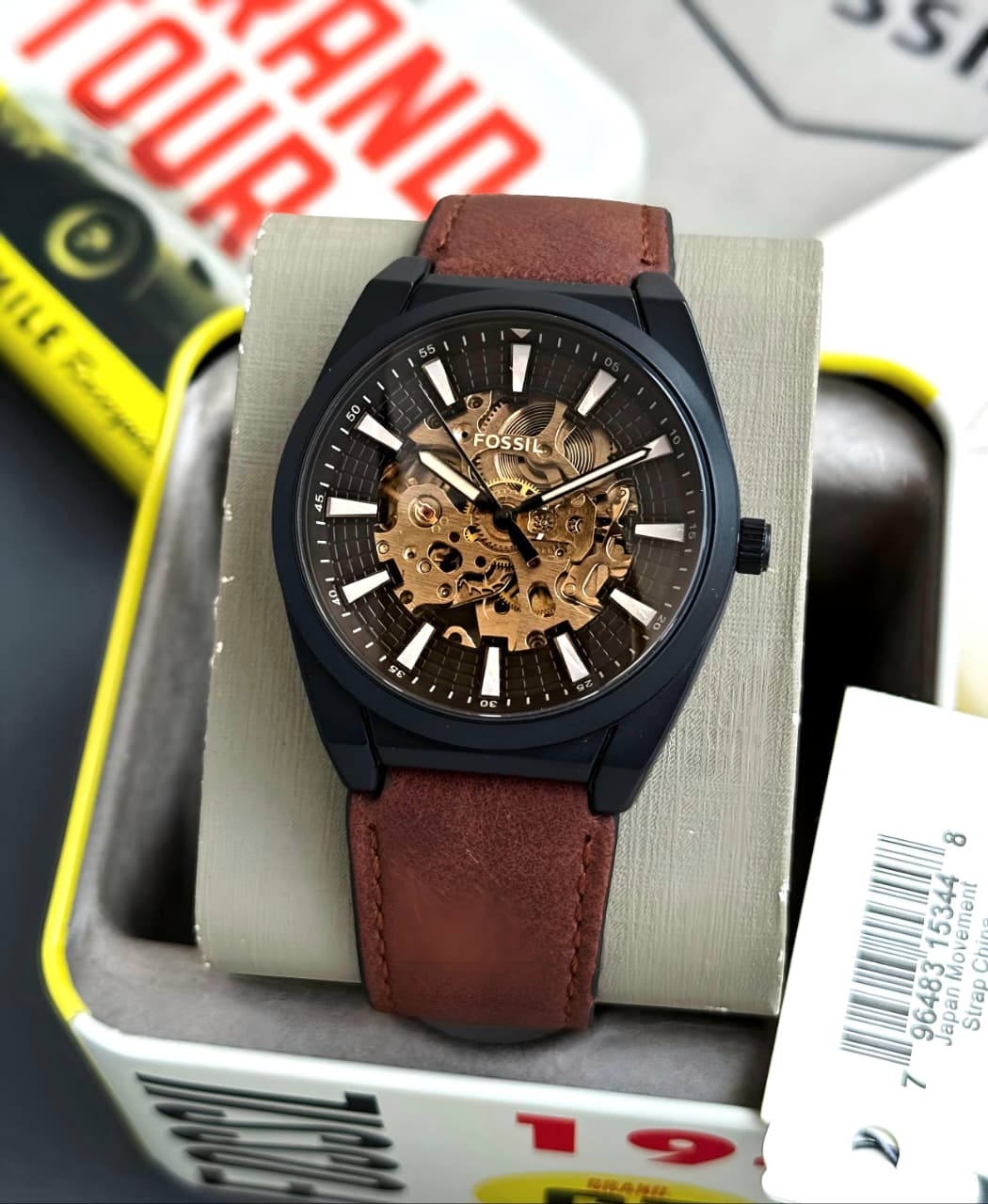 WhatsApp Image 2026-07-03 at 3.04.19 PM Fossil Everett Automatic Brown Open Heart - Image 1