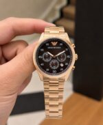 Emporio Armani Rose Gold Black Dial Chronograph - Image 3