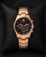 Emporio Armani Rose Gold Black Dial Chronograph - Image 4