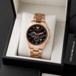 Emporio Armani Rose Gold Black Dial Chronograph