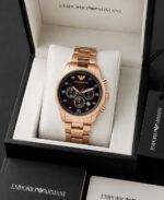 Emporio Armani Rose Gold Black Dial Chronograph