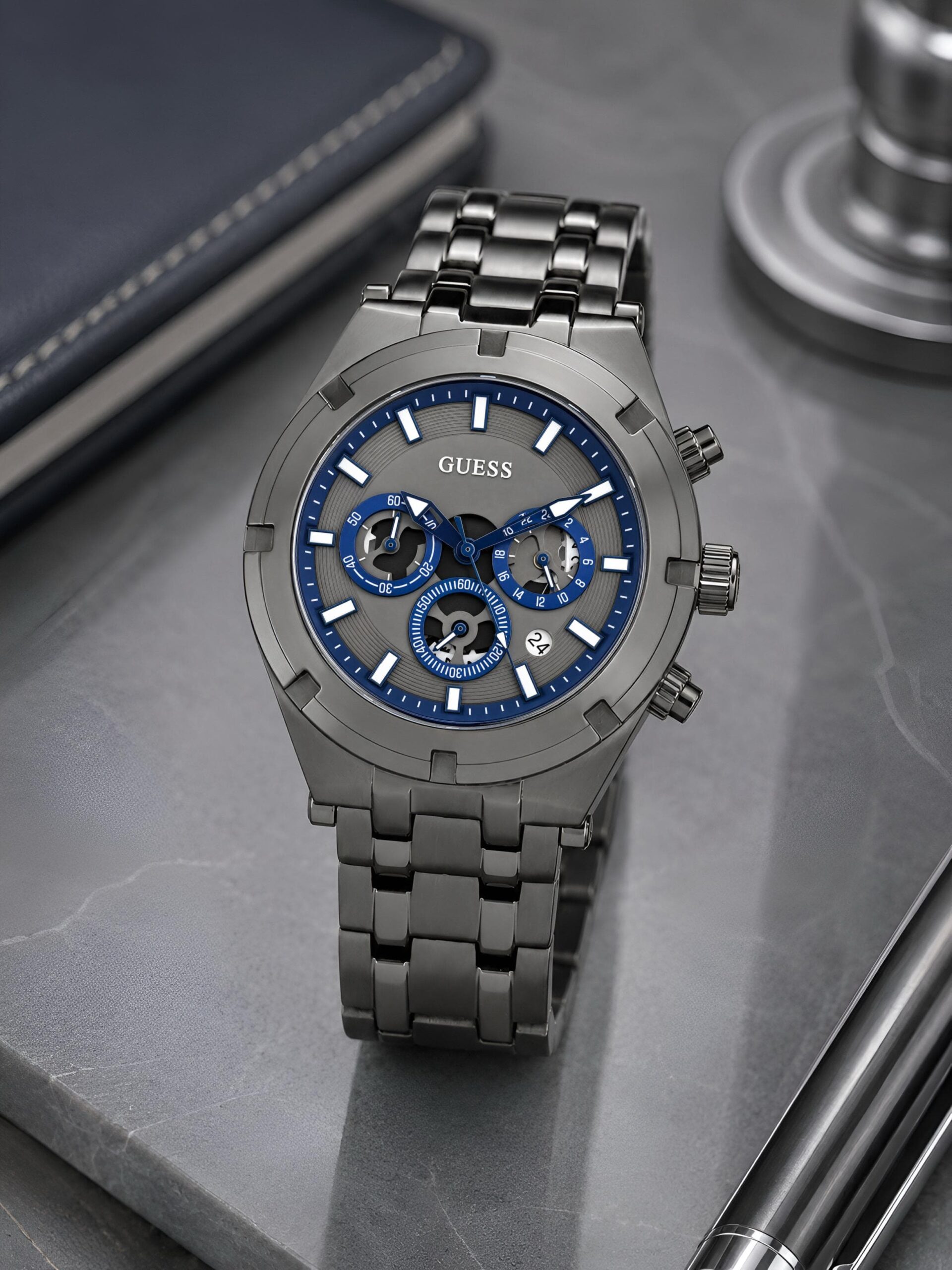 WhatsApp Image 2026-07-05 at 1.16.19 PM (1) Guess Gunmetal Blue Chronograph - Image 1