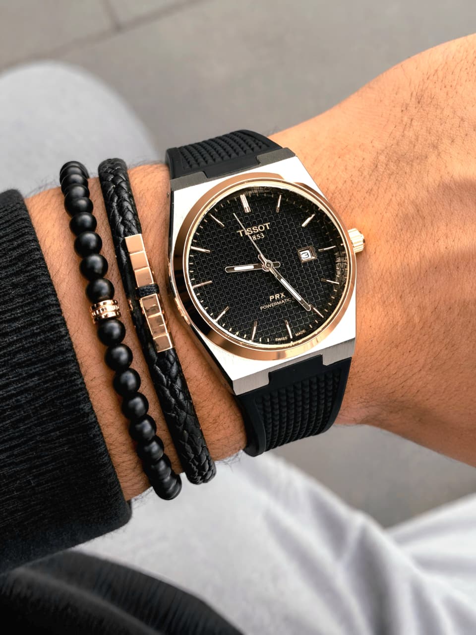 WhatsApp Image 2026-07-05 at 1.17.18 PM Tissot PRX Black Textured Dial Rose Gold - Image 1