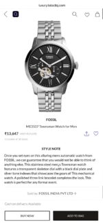 Fossil Townsman Automatic ME3107 Silver - Image 2