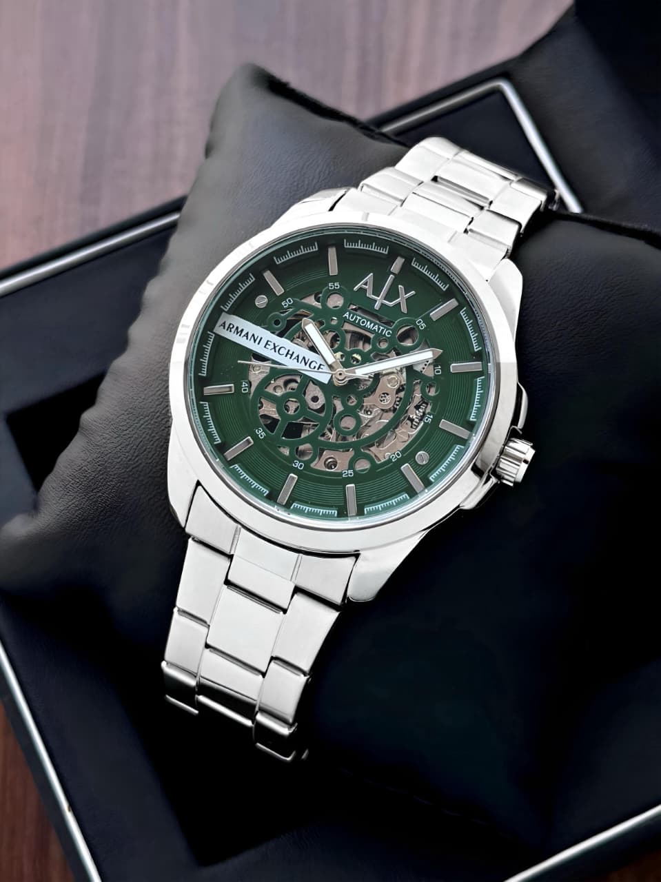 WhatsApp Image 2026-07-05 at 12.52.08 PM (1) Armani Exchange Hampton Green Skeleton Dial - Image 1