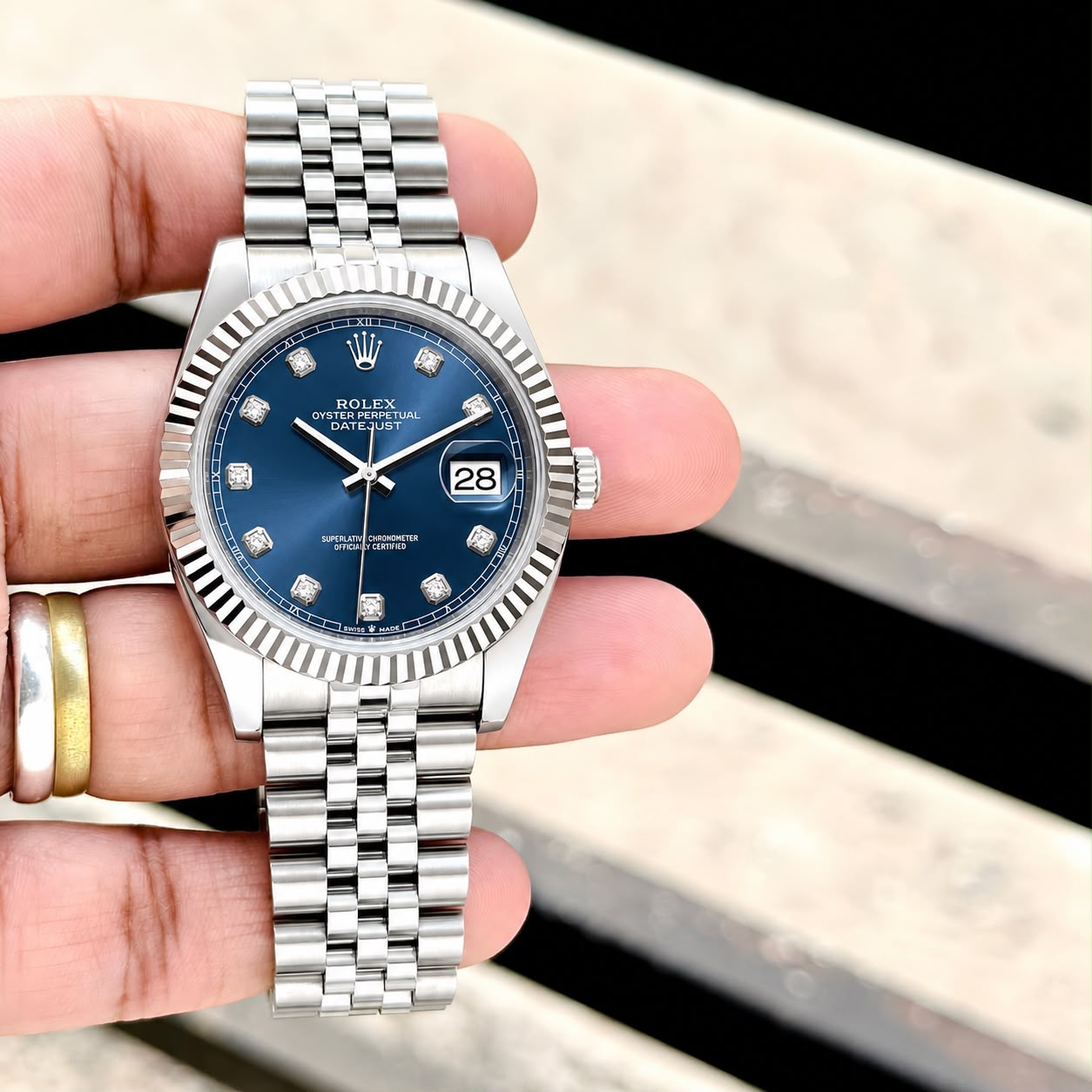 WhatsApp Image 2026-07-05 at 12.55.21 PM Rolex Oyster Perpetual Blue Diamond Dial - Image 1