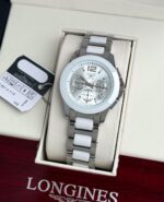 Longines White & Silver Ceramic Chronograph