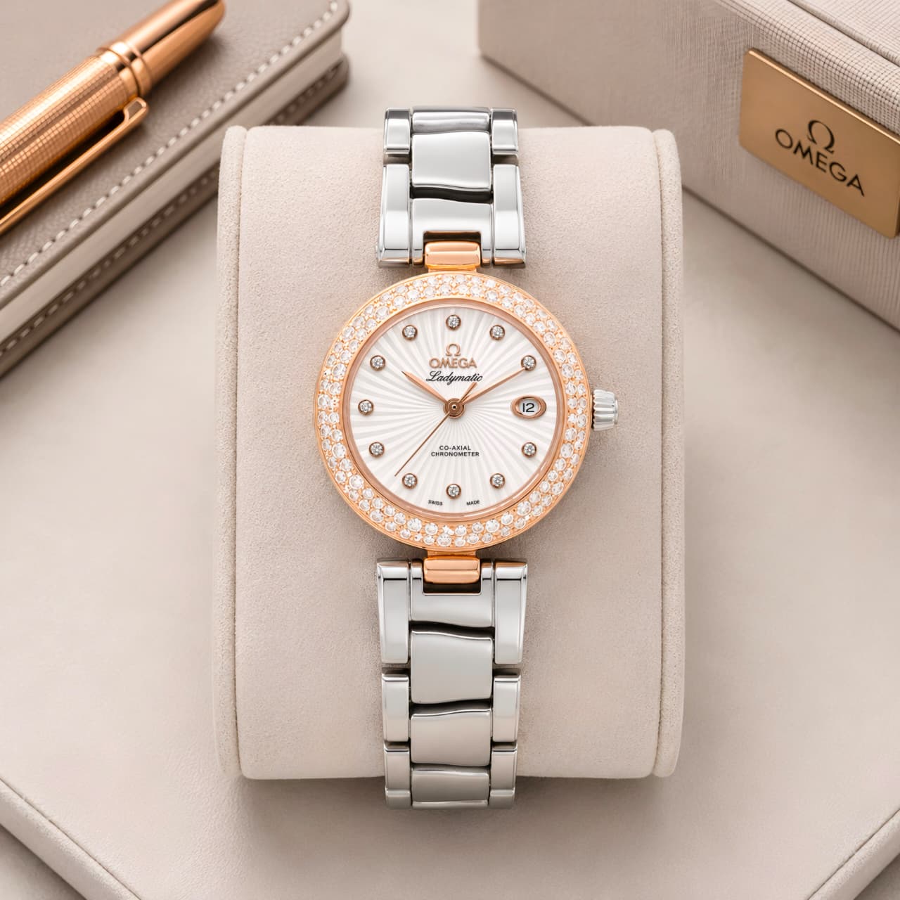 WhatsApp Image 2026-07-12 at 8.36.38 PM Omega White Sunburst Dial Diamond Edition - Image 1