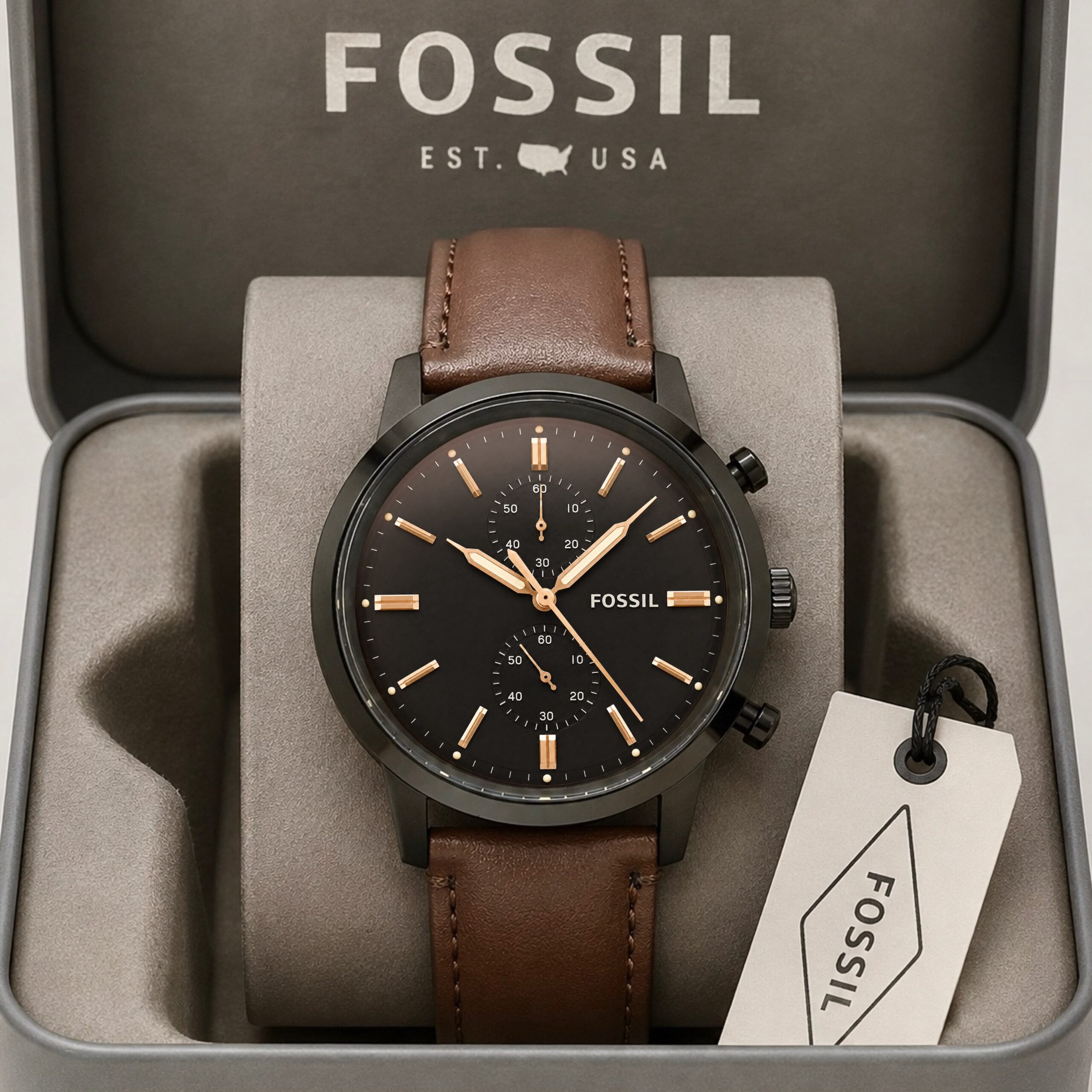 WhatsApp Image 2026-07-12 at 8.42.56 PM Fossil Brown Sunburst Dial Chronograph - Image 1