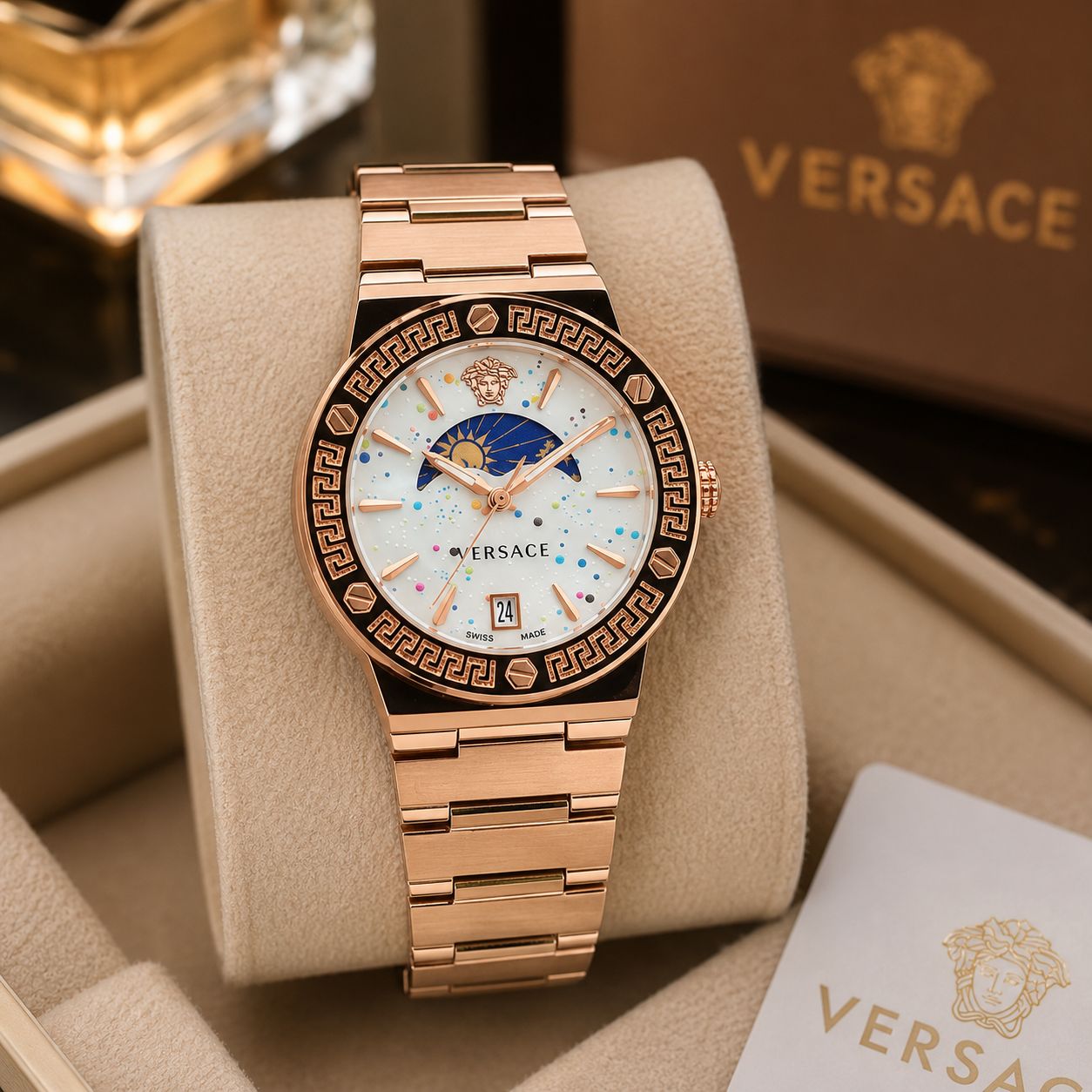 WhatsApp Image 2026-07-12 at 8.51.19 PM Versace Greca Logo Moon Phase Quartz - Image 1