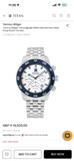 Tommy Hilfiger Silver Tone White Dial Chrono - Image 5