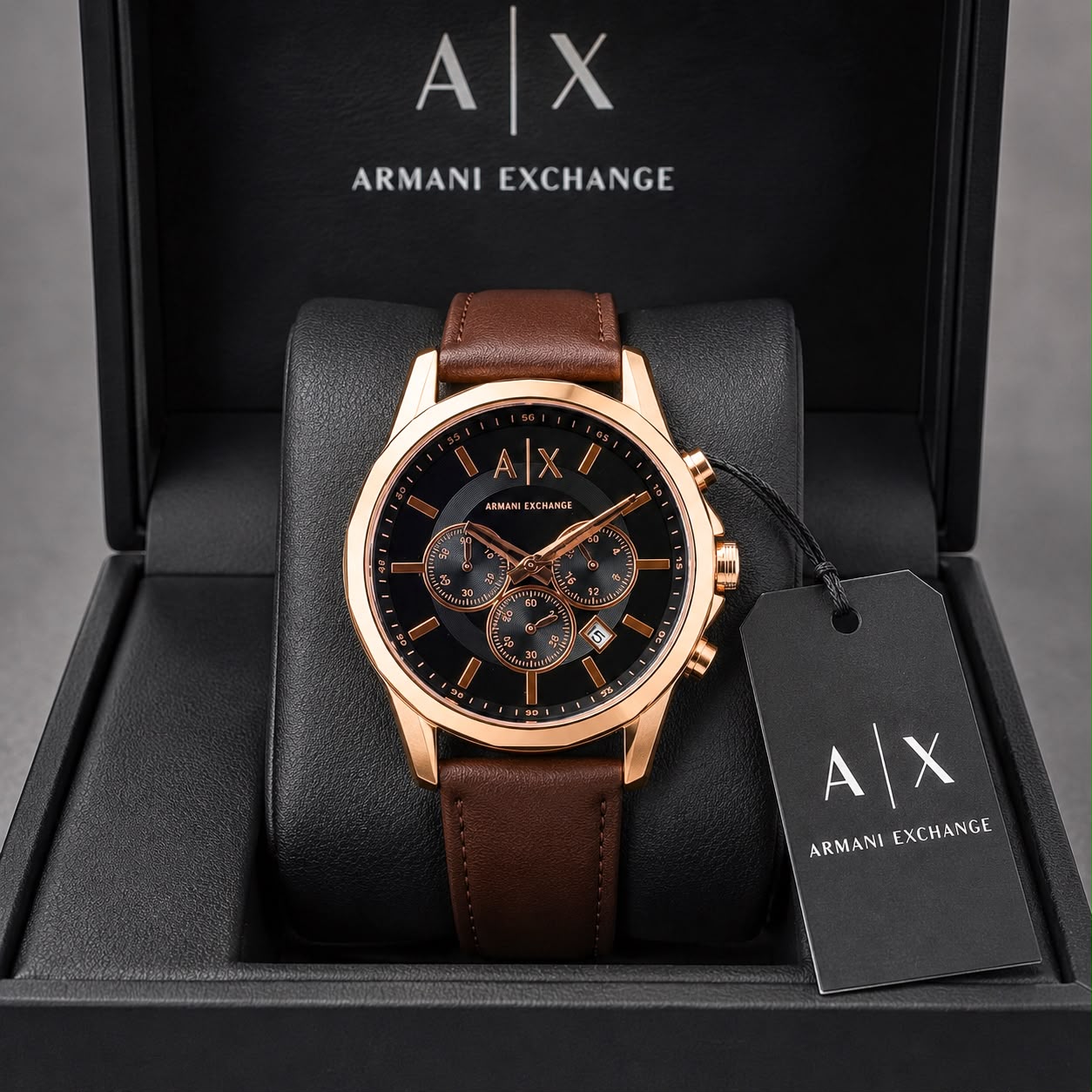 WhatsApp Image 2026-07-16 at 4.45.45 PM (1) Armani Exchange Black Analog Dial - Image 1
