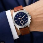 Fossil Silver & Blue Dial Chronograph