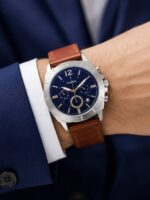 Fossil Silver & Blue Dial Chronograph