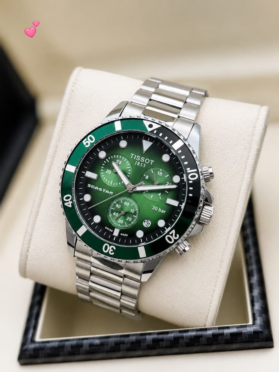 WhatsApp Image 2026-07-21 at 12.17.34 AM Tissot Silver Green Dial Chronograph - Image 1