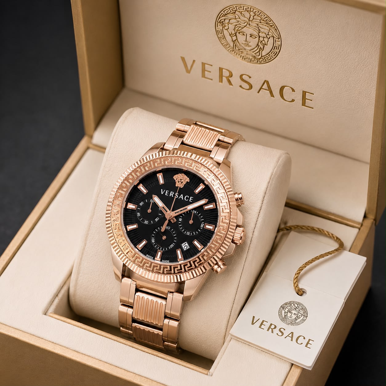 WhatsApp Image 2026-07-26 at 10.12.32 PM (1) Versace Greca Textured Dial Chronograph - Image 1