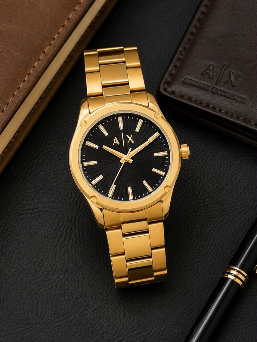 WhatsApp Image 2026-07-30 at 3.17.46 PM Armani Exchange Gold Black Dial - Image 1