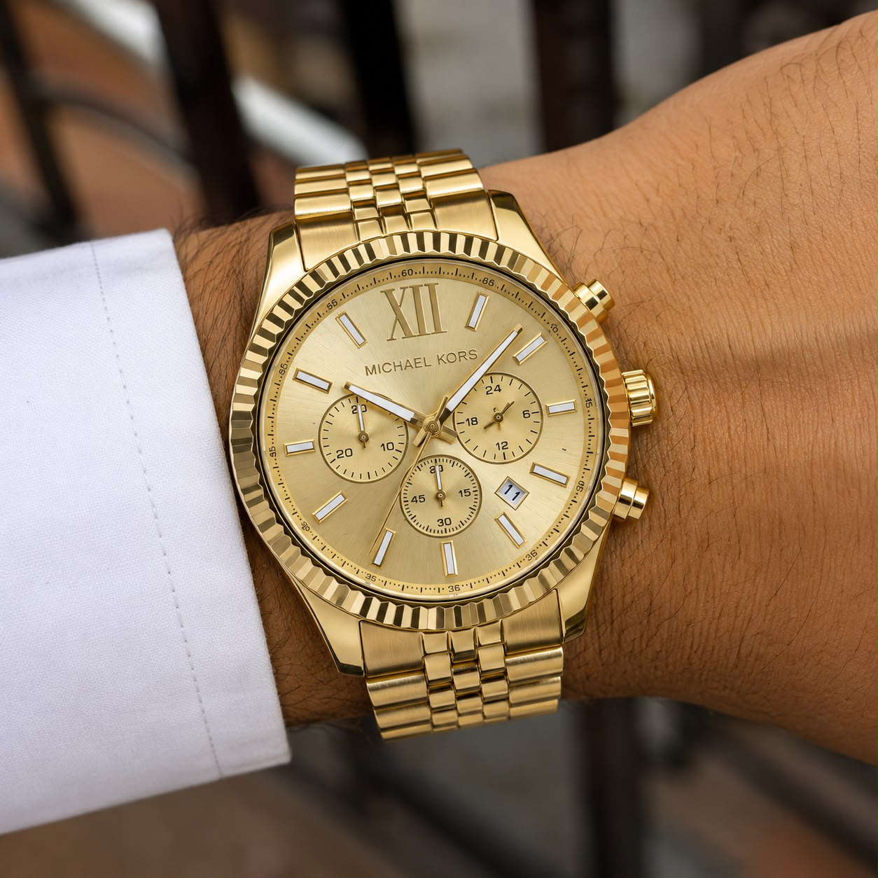 WhatsApp Image 2026-08-03 at 10.13.55 PM (1) Michael Kors Lexington Chronograph Gold - Image 1