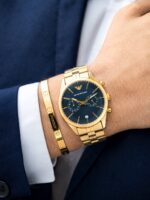 Emporio Armani Gold Chronograph Blue Dial - Image 2