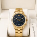 Emporio Armani Gold Chronograph Blue Dial