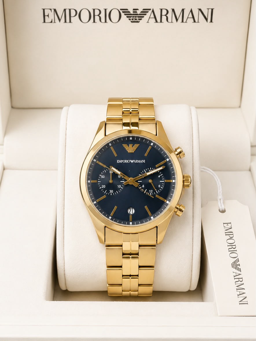 WhatsApp Image 2026-08-03 at 11.54.13 AM (2) Emporio Armani Gold Chronograph Blue Dial - Image 1