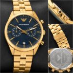 Emporio Armani Gold Chronograph Blue Dial - Image 4