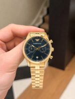 Emporio Armani Gold Chronograph Blue Dial - Image 5