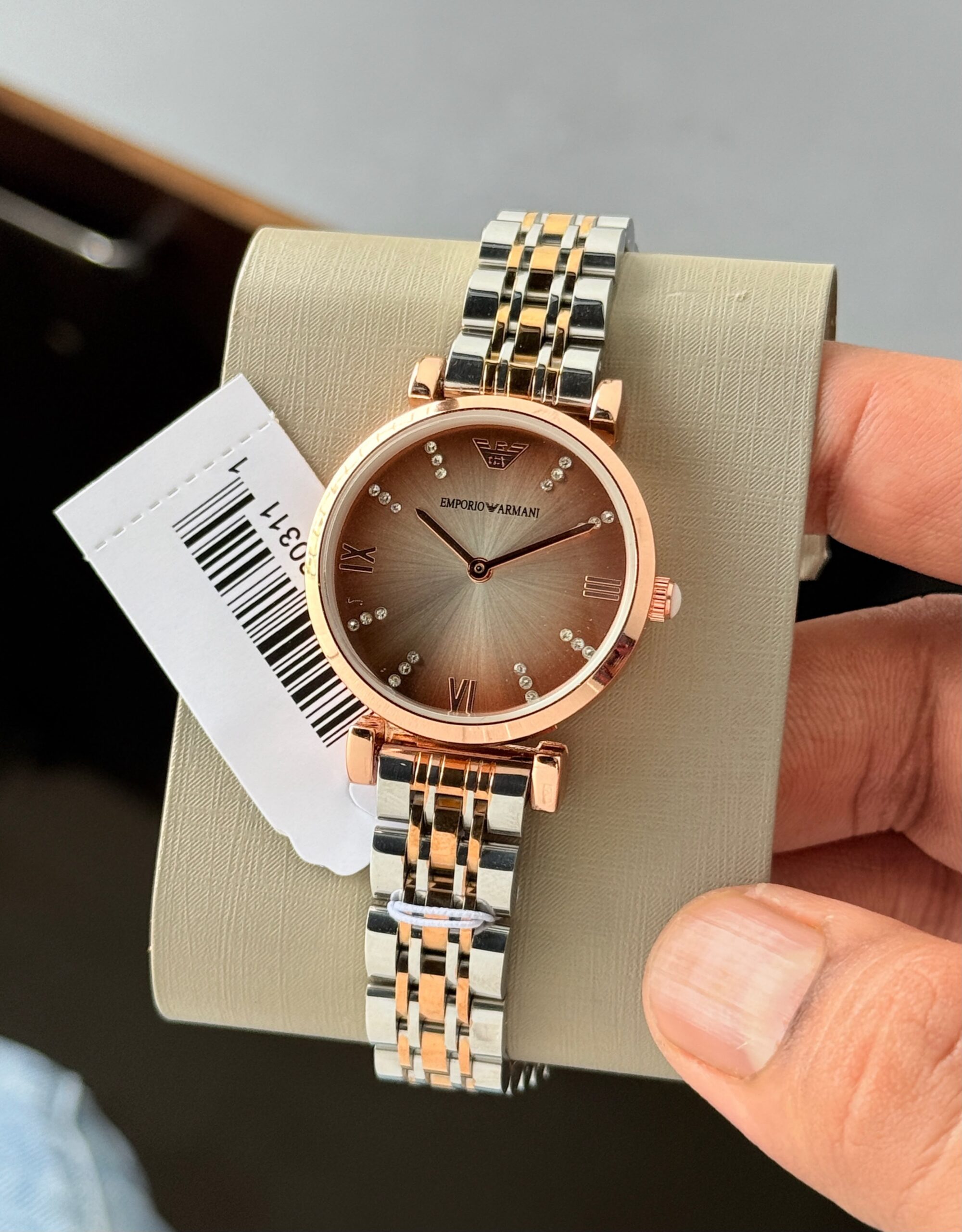 WhatsApp Image 2026-08-03 at 8.58.17 PM Emporio Armani Slim Brown Diamond Dial - Image 1