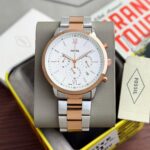 Fossil Chronograph White Dial Two-Tone