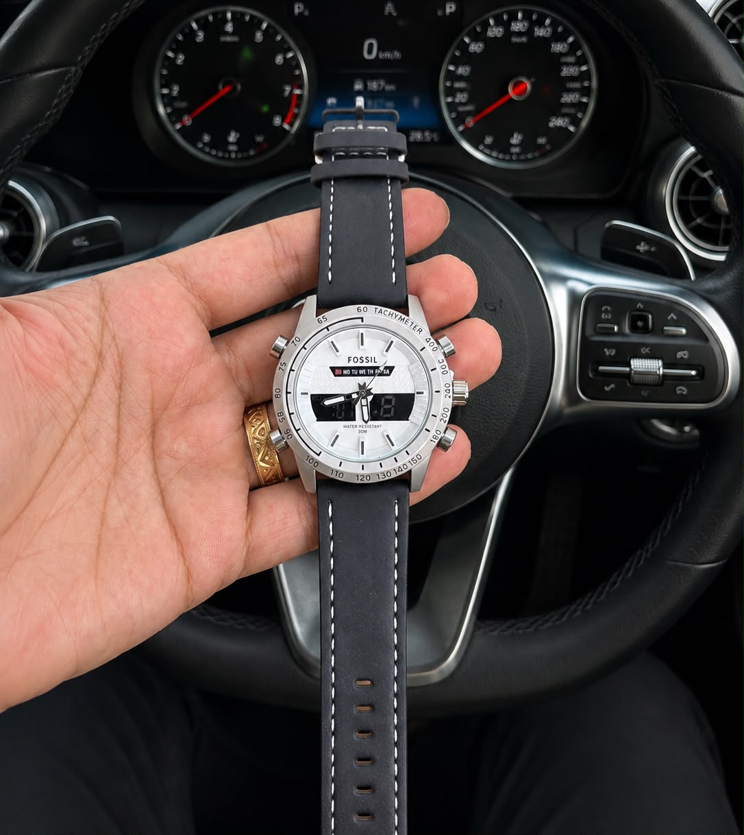 WhatsApp Image 2026-08-03 at 9.36.35 PM Fossil Digital White Black Analog - Image 1