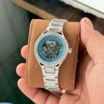 Fossil Eevie Skeleton Silver Blue Dial Automatic