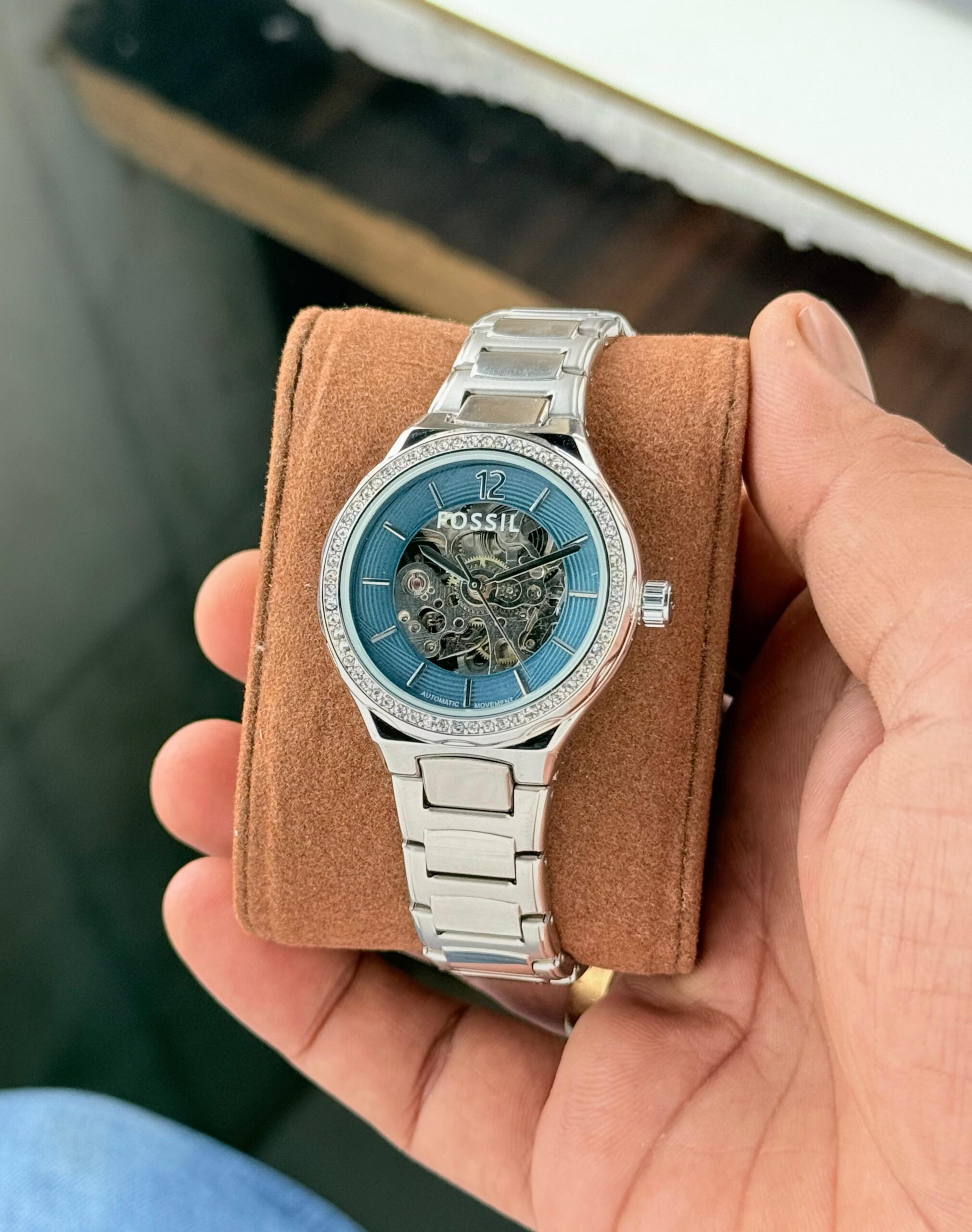 WhatsApp Image 2026-08-03 at 9.44.55 PM Fossil Eevie Skeleton Silver Blue Dial Automatic - Image 1