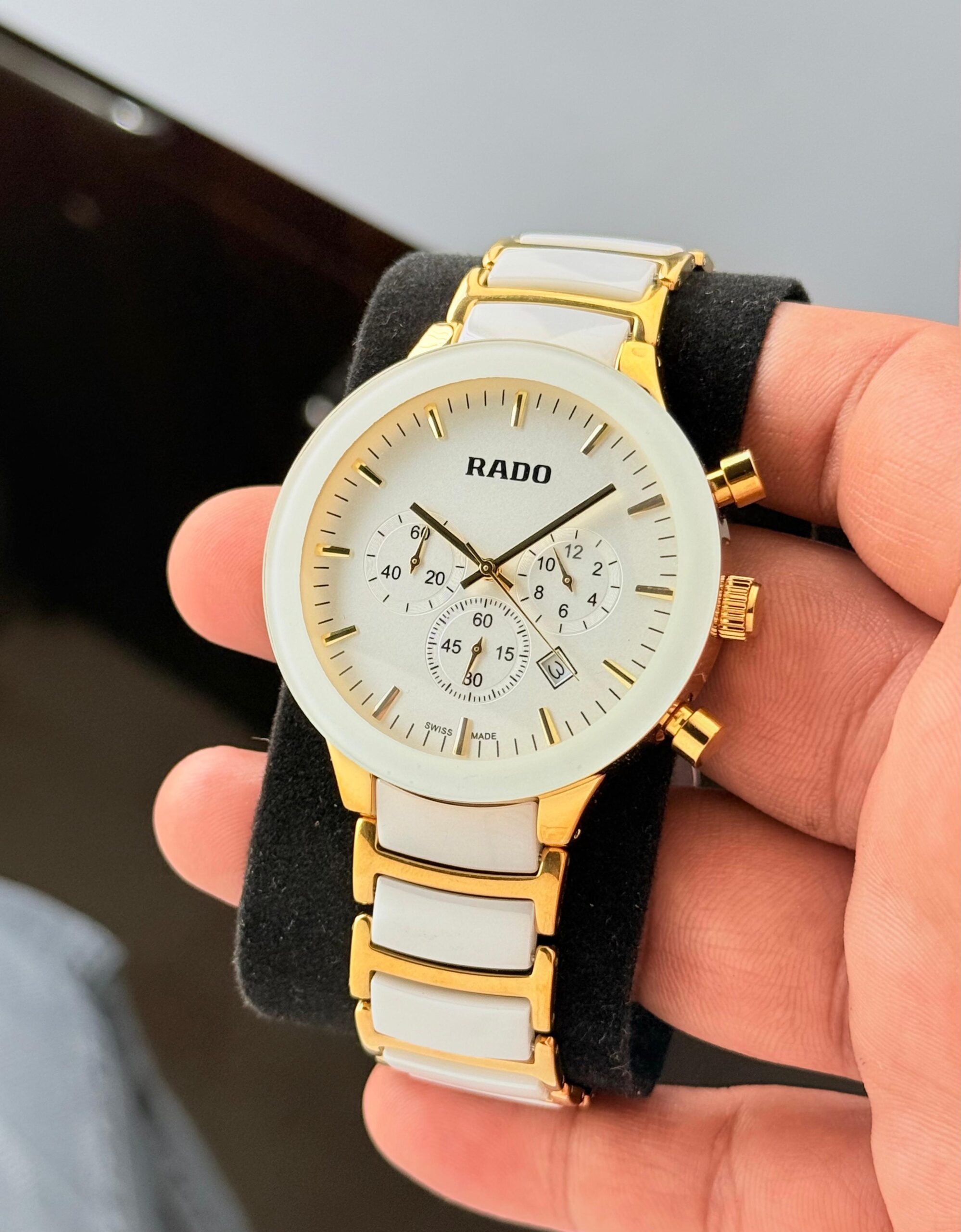WhatsApp Image 2026-08-03 at 9.45.15 PM Rado Centrix Chronograph White & Gold Ceramic - Image 1