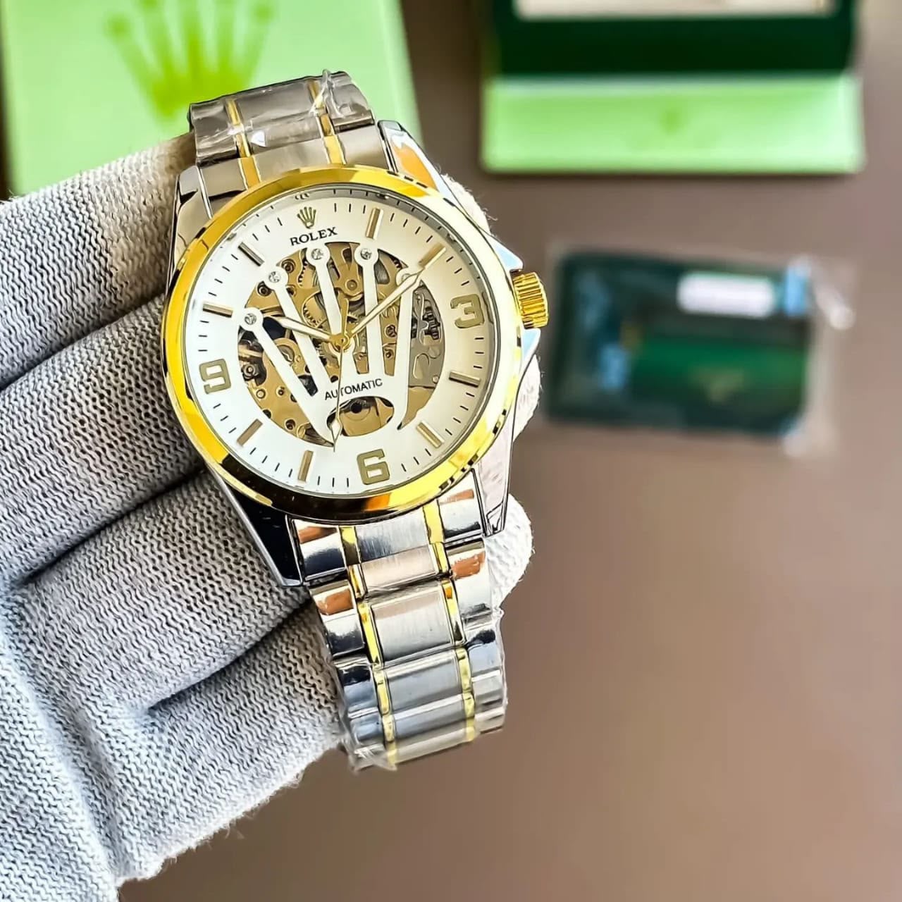 WhatsApp Image 2026-08-04 at 1.01.41 PM Rolex Automatic Transparent Dial Silver Gold - Image 1