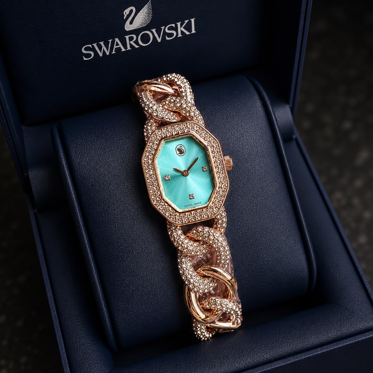 WhatsApp Image 2026-08-05 at 12.26.17 AM Swarovski Rose Gold Blue Diamond Dial - Image 1